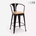 Hoge kruk met industrieel ontwerp Steel Wood Back Light Korting