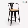 Hoge kruk met industrieel ontwerp Steel Wood Back Light Korting