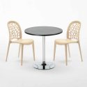 Rechthoekige salontafel zwart 70x70 cm met stalen onderstel en 2 gekleurde stoelen Wedding Cosmopolitan Prijs