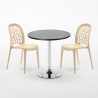 Rechthoekige salontafel zwart 70x70 cm met stalen onderstel en 2 gekleurde stoelen Wedding Cosmopolitan Prijs