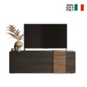 Mobiele televisiekast met modern design, 3 deuren, grijze houten afwerking, 181x44x59cm, Suite Kortingen