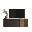 Mobiele televisiekast met modern design, 3 deuren, grijze houten afwerking, 181x44x59cm, Suite Voorraad