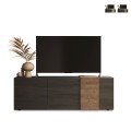 Mobiele televisiekast met modern design, 3 deuren, grijze houten afwerking, 181x44x59cm, Suite Aanbieding