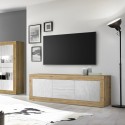 Tv-kast Visio WB met 2 deuren en 2 laden 210cm in houtkleur met wit Kosten