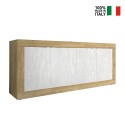 Buffetkast Alte met 4 deuren 207cm in houtkleur met wit Kortingen