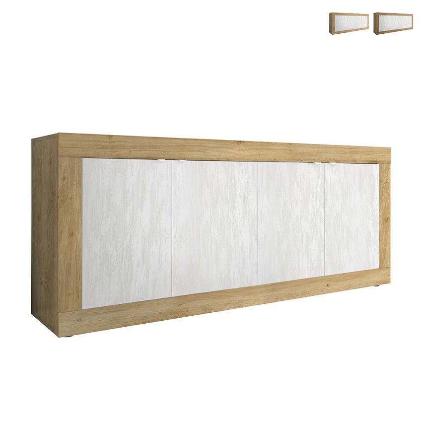 Buffetkast Alte met 4 deuren 207cm in houtkleur met wit Aanbieding Buffetkast Alte met 4 deuren 207cm in houtkleur met wit Aanbieding
