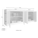 Buffetkast Alte met 4 deuren 207cm in houtkleur met wit Kosten