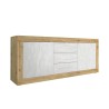 Modern dressoir Tribus WB Basic met 3 laden en 2 deuren in houtkleur en wit Voorraad
