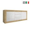 Modern dressoir Tribus WB Basic met 3 laden en 2 deuren in houtkleur en wit Kortingen