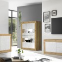 Moderne vitrinekast Tina WB Basic met 4 deuren in wit en hout 102x42cm Model