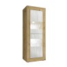 Woonkamer vitrinekast Nina WB Basic in hout met wit en 2 glazen deuren Kortingen