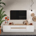 TV-meubel laag 205x40x44cm in hout met 2 deuren en 2 lades Venice Aanbieding