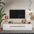 TV-meubel laag 205x40x44cm in hout met 2 deuren en 2 lades Venice Aanbieding