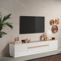 TV-meubel laag 205x40x44cm in hout met 2 deuren en 2 lades Venice Voorraad