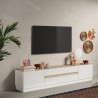 TV-meubel laag 205x40x44cm in hout met 2 deuren en 2 lades Venice Voorraad