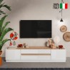 TV-meubel laag 205x40x44cm in hout met 2 deuren en 2 lades Venice Korting
