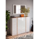 Moderne schoenenkast 4 deuren hoogglans wit eiken 140x35x111cm Chelsea Korting