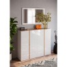 Moderne schoenenkast 4 deuren hoogglans wit eiken 140x35x111cm Chelsea Korting