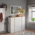 Moderne schoenenkast 4 deuren hoogglans wit eiken 140x35x111cm Chelsea Aanbieding