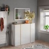 Moderne schoenenkast 4 deuren hoogglans wit eiken 140x35x111cm Chelsea Aanbieding
