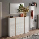 Moderne schoenenkast 4 deuren hoogglans wit eiken 140x35x111cm Chelsea Voorraad