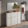 Moderne schoenenkast 4 deuren hoogglans wit eiken 140x35x111cm Chelsea Voorraad
