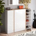 Moderne schoenenkast 4 deuren hoogglans wit eiken 140x35x111cm Chelsea Keuze