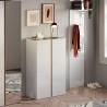 Schoenenkast Hal Twee Deuren 70x35x111cm Wit Glanzend Hout Indy Voorraad