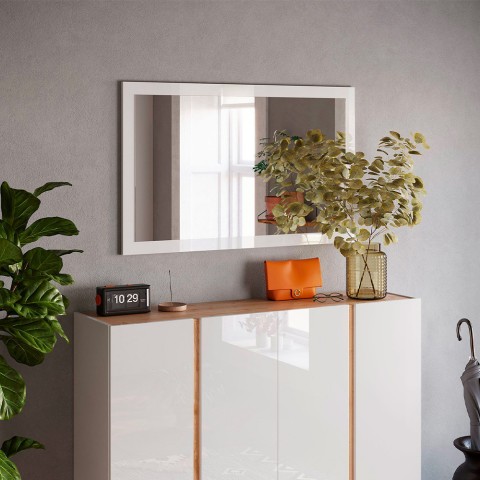 Modern spiegel 110x60cm voor de hal met glanzend witte lijst Nadine Aanbieding