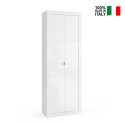 Kast met 2 deuren, veelzijdig badkamermeubel, glanzend wit, 70x35x188 cm, Jude Verkoop