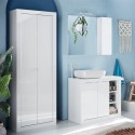 Jude - Witte glanzende badkamerkast met 2 deuren, multifunctioneel, 70x35x188cm Aanbieding