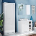Jude - Witte glanzende badkamerkast met 2 deuren, multifunctioneel, 70x35x188cm Aanbieding