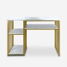 Manicure tafel nageltafel met marmereffect en gouden frame 110x43x81 cm Lipota Korting