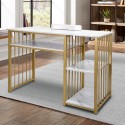 Manicure tafel nageltafel met marmereffect en gouden frame 110x43x81 cm Lipota Verkoop