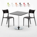 Vierkante salontafel zwart 70x70 cm en 2 gekleurde stoelen Parisienne Mojito Aanbieding