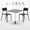 Vierkante salontafel zwart 70x70 cm en 2 gekleurde stoelen Parisienne Mojito Aanbieding