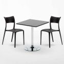 Vierkante salontafel zwart 70x70 cm en 2 gekleurde stoelen Parisienne Mojito Keuze