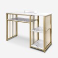 Manicure tafel nageltafel met marmereffect en gouden frame 110x43x81 cm Lipota Aanbieding