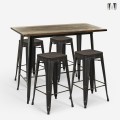 set van 4 barkrukken en een hoge industriële tafel 120x60cm farley Aanbieding