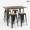 set van 4 industriële barkrukken en zwarte vintage tafel 120x60cm fordville  Verkoop