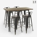 set 4 barstoelen met rugleuning en zwarte vintage tafel 120x60 cm blackduck Aanbieding