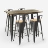 set 4 barstoelen met rugleuning en zwarte vintage tafel 120x60 cm blackduck Catalogus