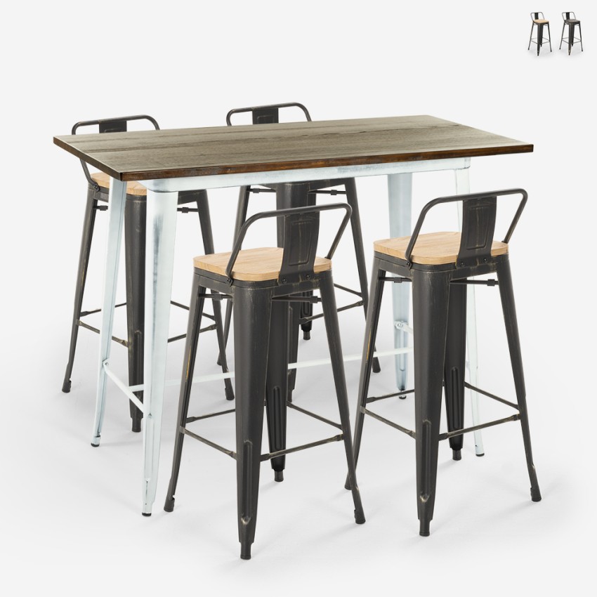 set witte hoge tafel en 4 metalen krukken met rugleuning belcourt Aanbieding set witte hoge tafel en 4 metalen krukken met rugleuning belcourt Aanbieding