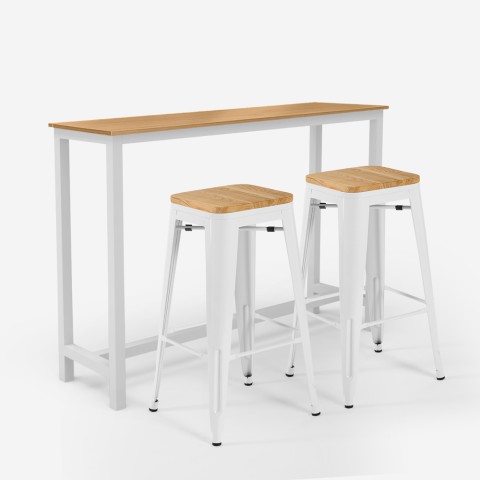 Set hoge industriële tafel en 2 tolix barstoelen Trenton Aanbieding