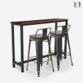 set 2 barstoelen met rugleuning en hoge industriële tafel ludlow Aanbieding