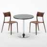 Ronde salontafel zwart 70x70 cm met stalen onderstel en 2 gekleurde stoelen Parisienne Cosmopolitan Keuze