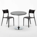 Ronde salontafel zwart 70x70 cm en 2 gekleurde stoelen Parisienne Cosmopolitan Prijs
