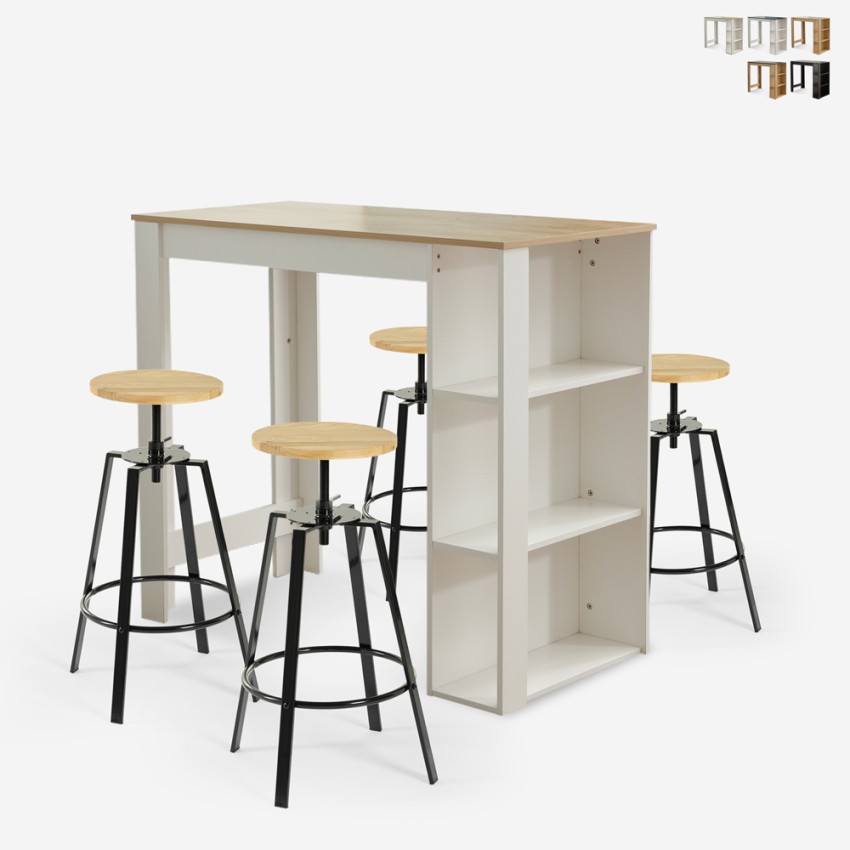 Set hoge tafel 120x60cm en 4 draaibare verstelbare krukken Redmond Verkoop Set hoge tafel 120x60cm en 4 draaibare verstelbare krukken Redmond Verkoop