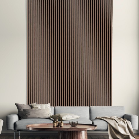 5 x decoratieve geluidsabsorberende panelen 120x57 cm wandmontage, walnotenhout K-N Aanbieding