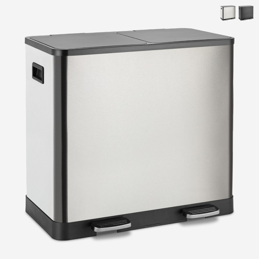 Prullenbak 60 liter met 2 bakken voor scheiden van afval Lindo XL Aanbieding Prullenbak 60 liter met 2 bakken voor scheiden van afval Lindo XL Aanbieding